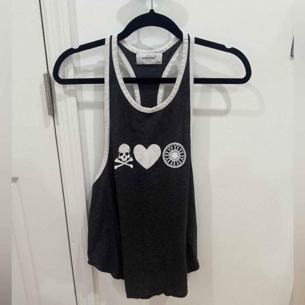 SoulCycle Charcoal and White Tank Top